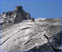 Beautiful climbing below the Great Gendarme on the Upper North Ridge of Mt. Stuart