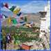 Ladakhi monastery with prayer flags in Leh, capital of Ladakh.